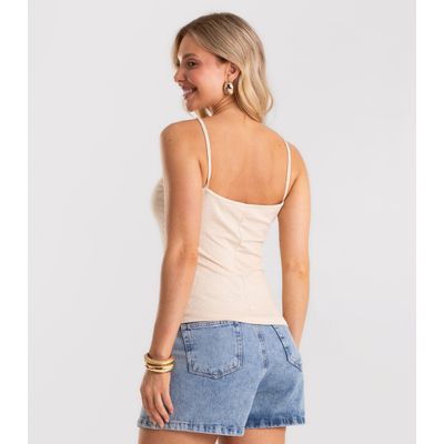 Blusa De Alça Feminina Canelada Rovitex Bege P / Bege