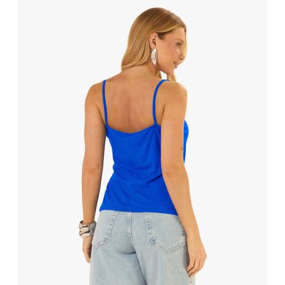 Blusa De Alça Feminina Canelada Rovitex Azul G / Azul