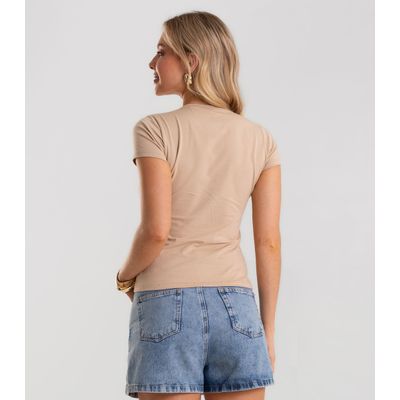 Blusa Feminina Cotton Leve Básica Rovitex Bege P / Bege