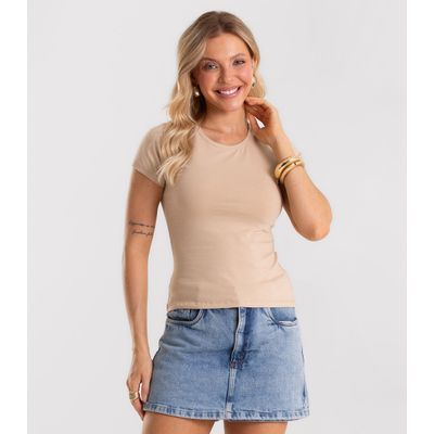 Blusa Feminina Cotton Leve Básica Rovitex Bege GG / Bege