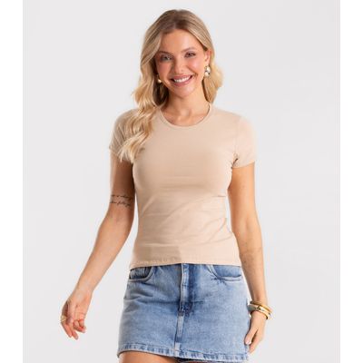 Blusa Feminina Cotton Leve Básica Rovitex Bege G / Bege