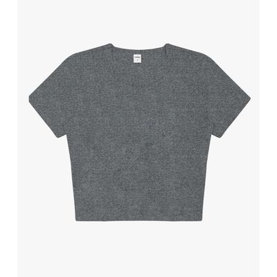 Blusa Cropped Ribana Básica Rovitex Cinza M / Cinza