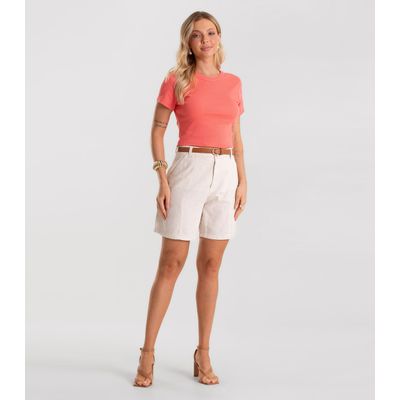 Blusa Cropped Ribana Básica Rovitex Laranja M / Laranja