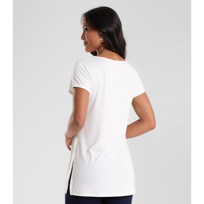 Blusa Básica Alongada Feminina Rovitex Bege P / Bege