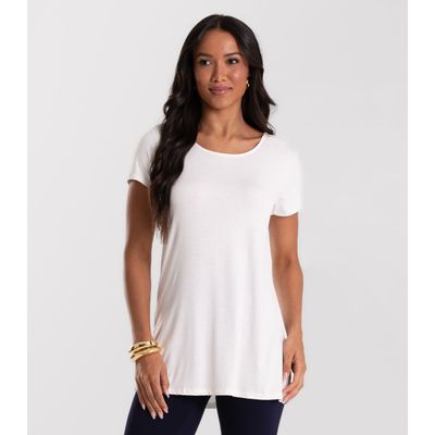 Blusa Básica Alongada Feminina Rovitex Bege P / Bege