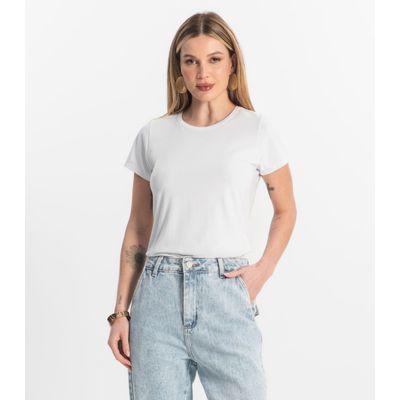 Blusa Feminina Cotton Leve Básica Rovitex Branco M / Branco