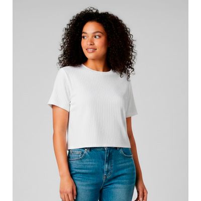 Blusa Feminina Com Tecido Canelado Rovitex Branco GG / Branco