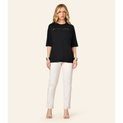 Blusa Feminina Ampla Com Estampa Endless Preto G / Preto