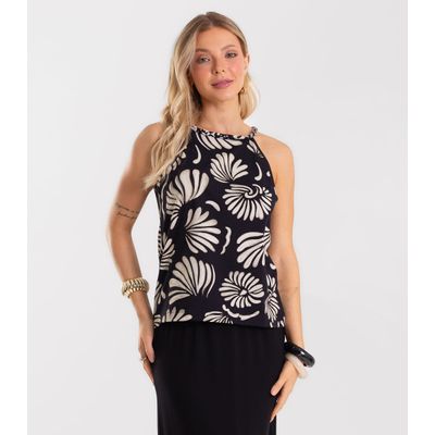 Blusa Feminina Com Alça Meia Malha Rovitex Preto GG / Preto