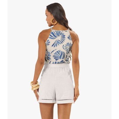 Blusa Feminina Com Alça Meia Malha Rovitex Azul G / Azul