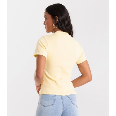 Blusa Feminina Básica Em Ribana Com Gola Rovitex Amarelo M / Amarelo