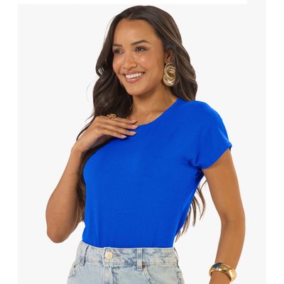 Blusa Feminina Canelada Rovitex Azul P / Azul