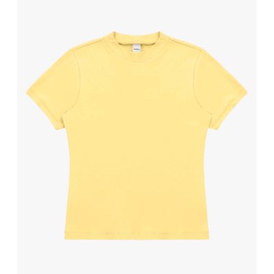 Blusa Feminina Básica Em Ribana Com Gola Rovitex Amarelo P / Amarelo