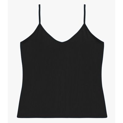 Blusa De Alça Feminina Canelada Rovitex Preto M / Preto