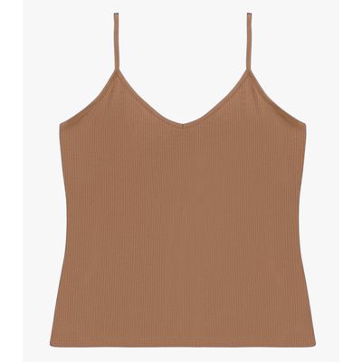 Blusa De Alça Feminina Canelada Rovitex Marrom P / Marrom