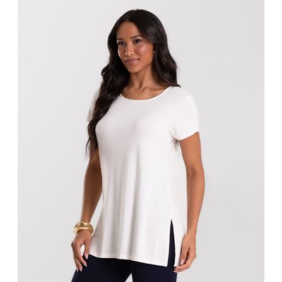 Blusa Básica Alongada Feminina Rovitex Bege M / Bege