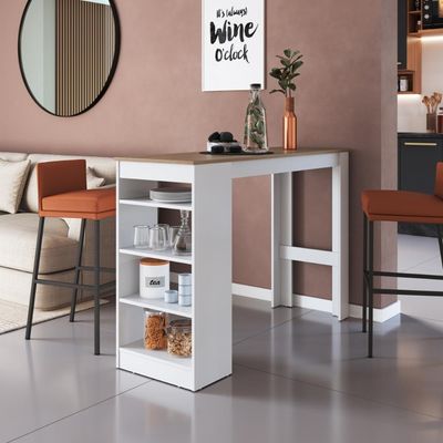 Mesa Bancada Gourmet 135cm Para 4 Lugares Branco Montana
