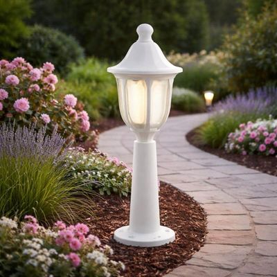 Balizador Moderno Branco para Jardim Lente Fosca Injetado 45cm Termoplástico Dital