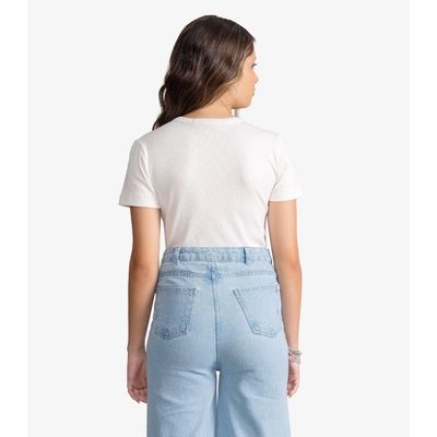 Blusa Feminina Em Ribana Com Termocolante Minty Bege 12 / Bege