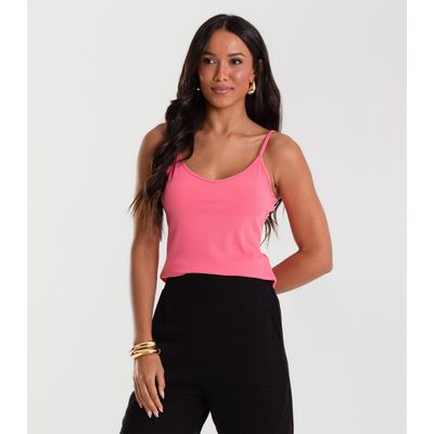 Blusa De Alça Feminina Canelada Rovitex Rosa M / Rosa