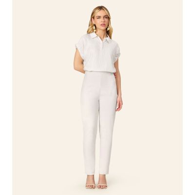 Blusa Feminina Box Listrada Sem Manga Endless Bege P / Bege