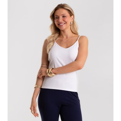 Blusa De Alça Feminina Canelada Rovitex Branco GG / Branco