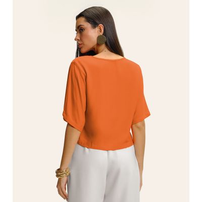 Blusa Feminina Box Manga Ampla Viscose Endless Laranja GG / Laranja
