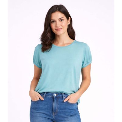 Blusa Feminina Elástico Nas Mangas Infinita Cor Azul P / Azul