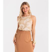 Blusa Feminina Com Alça Meia Malha Rovitex Marrom