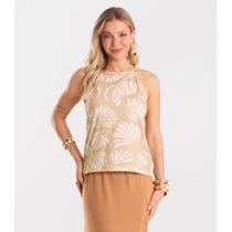 Blusa Feminina Com Alça Meia Malha Rovitex Marrom