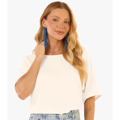 Blusa Feminina Box Em Tecido Viscose Rovitex Bege GG / Bege