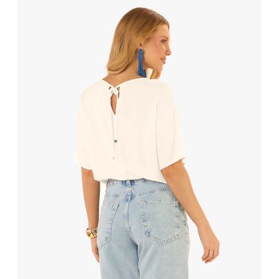 Blusa Feminina Box Em Tecido Viscose Rovitex Bege G / Bege
