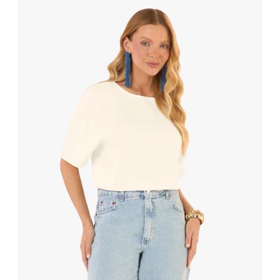 Blusa Feminina Box Em Tecido Viscose Rovitex Bege G / Bege