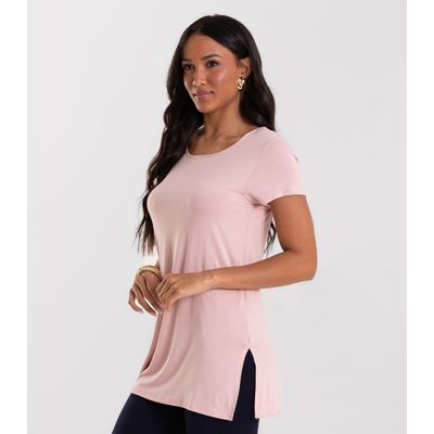 Blusa Básica Alongada Feminina Rovitex Rosa M / Rosa
