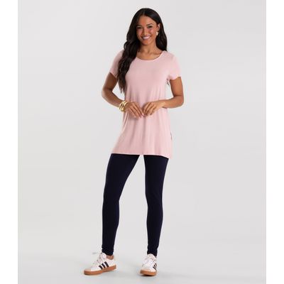 Blusa Básica Alongada Feminina Rovitex Rosa M / Rosa
