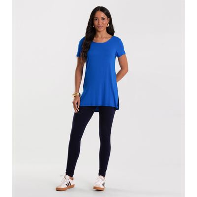Blusa Básica Alongada Feminina Rovitex Azul G / Azul