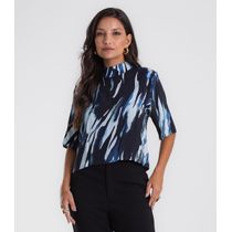 Blusa Endless Estampada Viscose Khyara Feminina Azul