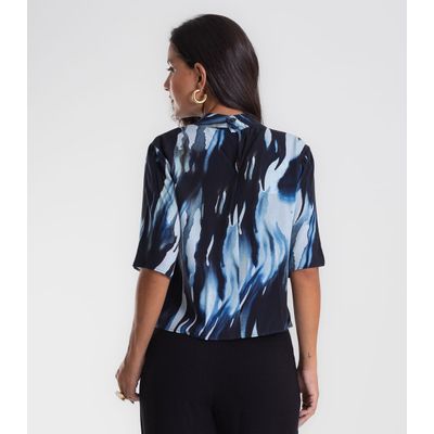 Blusa Endless Estampada Viscose Khyara Feminina Azul GG / Azul