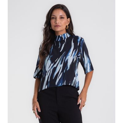 Blusa Endless Estampada Viscose Khyara Feminina Azul G / Azul
