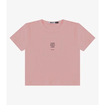 Blusa Feminina Em Ribana Com Termocolante Minty Rosa 14 / Rosa
