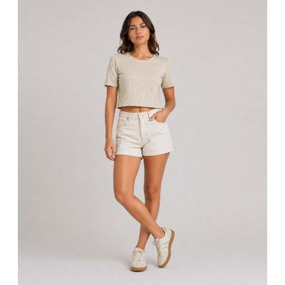 Blusa Feminina Em Tecido Sideral Infinita Cor Bege G / Bege