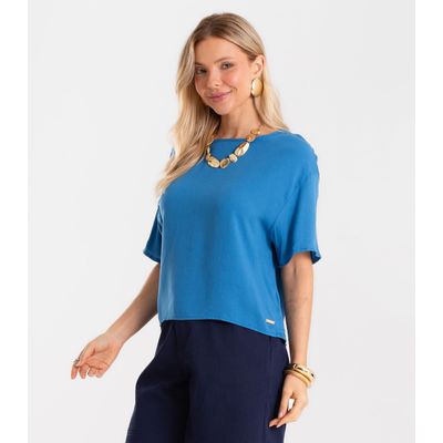 Blusa Feminina Box Em Tecido Viscose Rovitex Azul GG / Azul