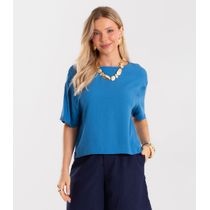 Blusa Feminina Box Em Tecido Viscose Rovitex Azul