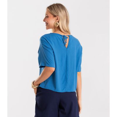 Blusa Feminina Box Em Tecido Viscose Rovitex Azul M / Azul