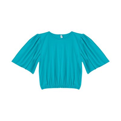 Blusa Feminina Com Franzido Na Manga Infinita Cor Azul M / Azul
