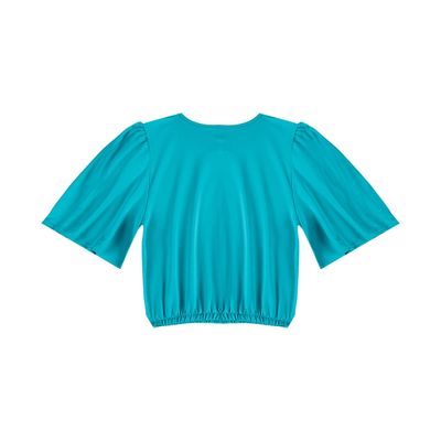 Blusa Feminina Com Franzido Na Manga Infinita Cor Azul M / Azul