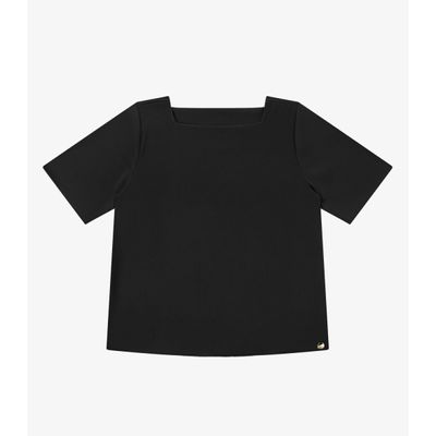 Blusa Feminina Decote Quadrado Em Tecido Rovitex Preto G / Preto
