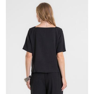 Blusa Feminina Decote Quadrado Em Tecido Rovitex Preto G / Preto