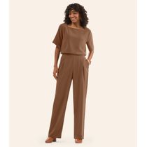 Blusa Feminina Decote Quadrado Em Tecido Rovitex Marrom