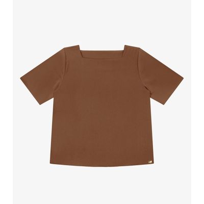 Blusa Feminina Decote Quadrado Em Tecido Rovitex Marrom M / Marrom